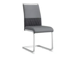 Juego de 2 sillas de comedor modernas con respaldo alto y patas tapizadas, respaldo de rayas cruzadas para comedor, cocina y oficina, color gris