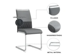Juego de 2 sillas de comedor modernas con respaldo alto y patas tapizadas, respaldo de rayas cruzadas para comedor, cocina y oficina, color gris