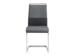Juego de 2 sillas de comedor modernas con respaldo alto y patas tapizadas, respaldo de rayas cruzadas para comedor, cocina y oficina, color gris