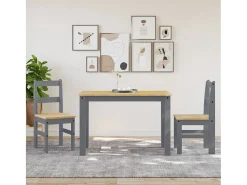 Juego de 2 sillas de comedor Panamá de madera maciza de pino gris