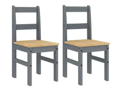 Juego de 2 sillas de comedor Panamá de madera maciza de pino gris