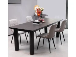 Juego de 2 sillas de comedor - con estructura de metal - lino gris