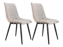 Juego de 2 sillas de comedor - con estructura de metal - lino gris