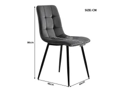 Juego de 4 sillas de comedor tapizadas en terciopelo con estructura de metal, color gris