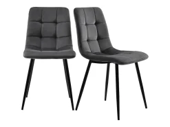 Juego de 4 sillas de comedor tapizadas en terciopelo con estructura de metal, color gris