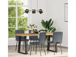 Juego de 4 sillas de comedor en terciopelo gris oscuro