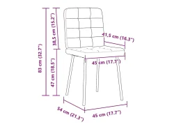 Juego de 4 sillas de comedor en terciopelo gris oscuro