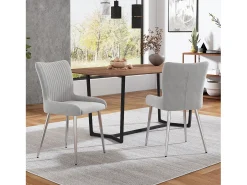 Juego de 2 sillas de comedor - terciopelo gris - con respaldo y patas de metal - para sala y comedor