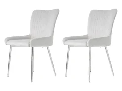 Juego de 2 sillas de comedor - terciopelo gris - con respaldo y patas de metal - para sala y comedor