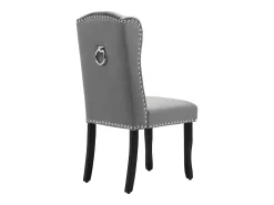 Juego de 4 sillas de comedor - respaldo curvo y patas de roble - terciopelo gris