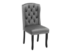 Juego de 4 sillas de comedor - respaldo curvo y patas de roble - terciopelo gris