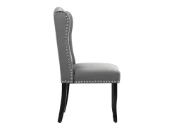 Juego de 4 sillas de comedor - respaldo curvo y patas de roble - terciopelo gris