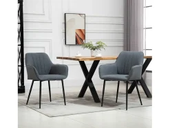 Juego de 4 sillas de comedor, diseño moderno, lino transpirable, metal, gris (59,5 x 56,5 x 81 cm)