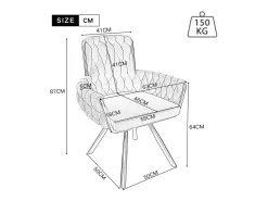 Juego de 2 sillas de comedor con diseño de rombos, sillón giratorio con 4 patas de metal, terciopelo beige (L64,77 x An63,5 x Al50,8 cm)