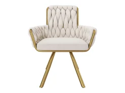 Juego de 2 sillas de comedor con diseño de rombos, sillón giratorio con 4 patas de metal, terciopelo beige (L64,77 x An63,5 x Al50,8 cm)
