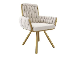 Juego de 2 sillas de comedor con diseño de rombos, sillón giratorio con 4 patas de metal, terciopelo beige (L64,77 x An63,5 x Al50,8 cm)
