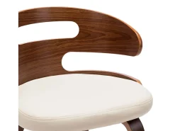 Juego de 2 sillas de comedor de madera curvada color crema y piel sintética.