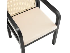 Juego de 2 sillas de comedor/vestidor de terciopelo - 56 x 57 x 83 cm - con respaldo de ratán - madera - negro