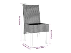 Juego de 4 sillas de comedor de ratán natural marrón