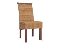 Juego de 4 sillas de comedor de ratán natural marrón