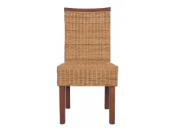 Juego de 4 sillas de comedor de ratán natural marrón