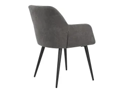 Juego de 6 sillas de comedor con brazos - Tela aterciopelada y metal negro. Gris. HEKA