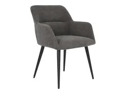 Juego de 6 sillas de comedor con brazos - Tela aterciopelada y metal negro. Gris. HEKA