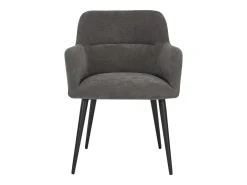 Juego de 6 sillas de comedor con brazos - Tela aterciopelada y metal negro. Gris. HEKA