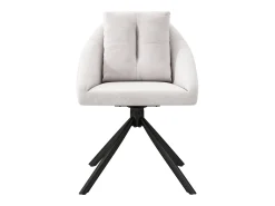 Juego de 2 sillas de comedor giratorias de terciopelo beige con respaldo tapizado y patas de metal negro