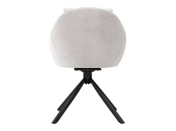 Juego de 2 sillas de comedor giratorias de terciopelo beige con respaldo tapizado y patas de metal negro