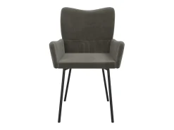 Juego de 2 sillas de comedor de terciopelo gris oscuro