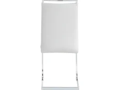 Juego de 6 sillas de comedor - piel sintética y respaldo de lino - blanco