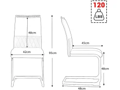 Juego de 6 sillas de comedor - piel sintética y respaldo de lino - blanco