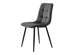 Juego de 4 sillas de comedor - estructura metálica - tela terciopelo - gris