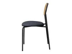 Juego de 2 sillas de comedor modernas con respaldo de ratán y patas de metal para comedor y sala de estar, color negro (2 unidades)