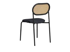 Juego de 2 sillas de comedor modernas con respaldo de ratán y patas de metal para comedor y sala de estar, color negro (2 unidades)
