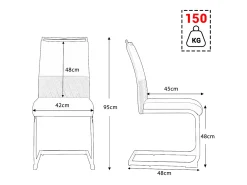 Juego de 4 sillas de comedor blancas - respaldo a rayas y 4 reposapiés - PU y lino