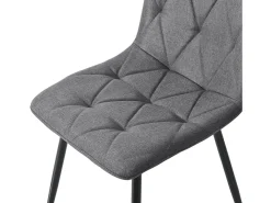 Juego de 4 sillas de comedor, Gris, Lino, con respaldo y patas de metal