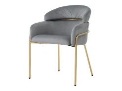 Juego de 4 sillas de comedor, diseño elegante, terciopelo, patas de metal, gris (59,69 x 59,69 x 55,88 cm)