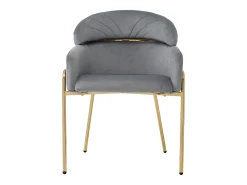 Juego de 4 sillas de comedor, diseño elegante, terciopelo, patas de metal, gris (59,69 x 59,69 x 55,88 cm)
