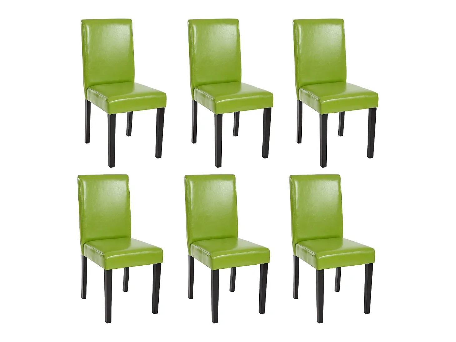 Juego de 6 sillas de comedor Littau de piel sintética, polipiel, verde, patas oscuras
