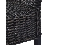 Juego de 6 sillas de comedor de ratán negro Kubu y madera de mango