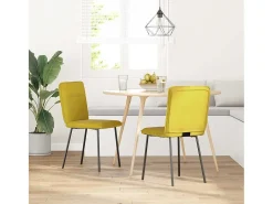 Juego de 2 sillas de comedor de terciopelo amarillo