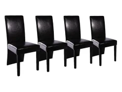 Juego de 4 sillas de comedor de piel sintética negra