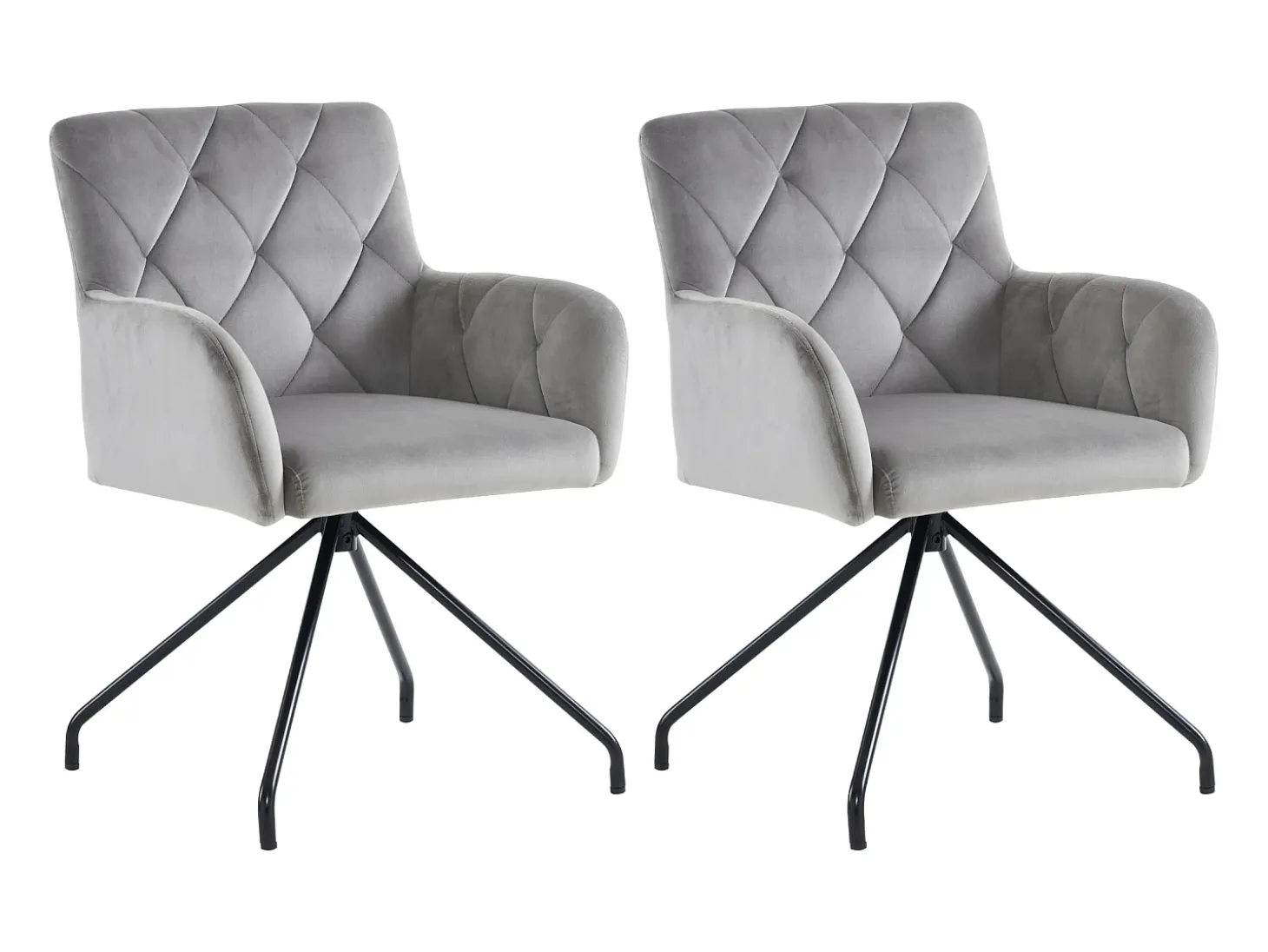 Juego de 2 sillas de comedor de terciopelo - 85 x 49 x 49 cm - sillón tapizado con 4 patas de metal - con soporte lumbar - gris