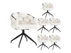 Juego de 6 sillas de comedor de terciopelo de lujo, silla giratoria de 360°, sillas de comedor con respaldo, beige
