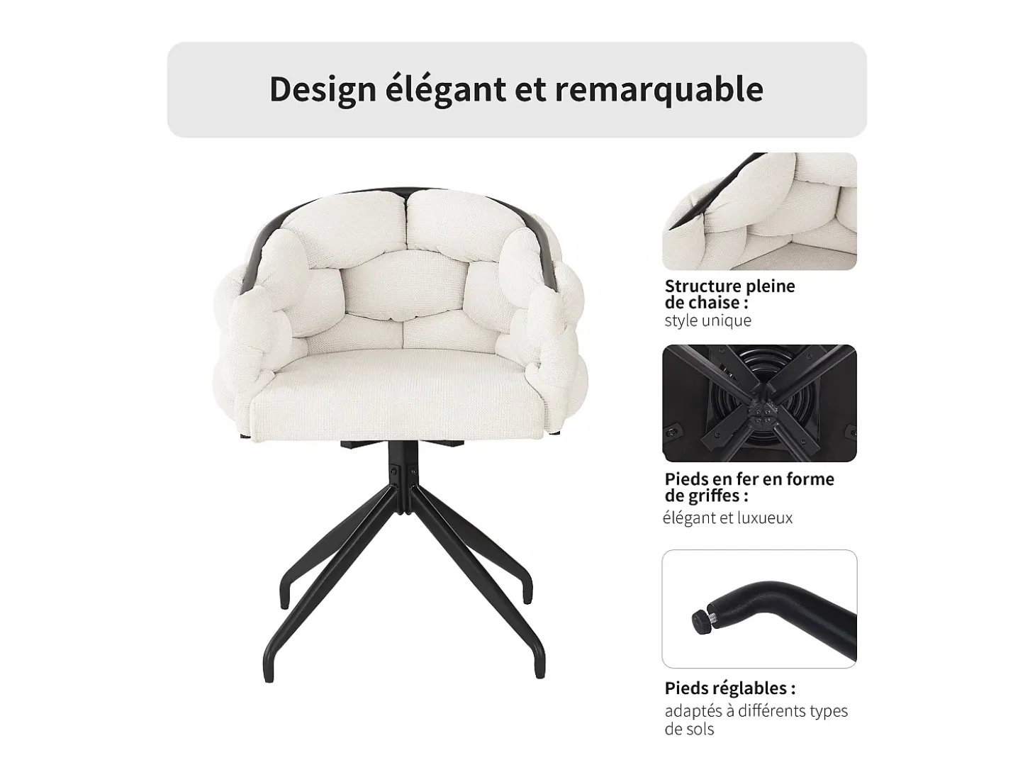 Juego de 6 sillas de comedor de terciopelo de lujo, silla giratoria de 360°, sillas de comedor con respaldo, beige