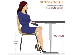 Juego de 2 sillas de comedor, silla de cocina con respaldo en aspecto de ratán, acero, amarillo