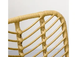Juego de 2 sillas de comedor, silla de cocina con respaldo en aspecto de ratán, acero, amarillo