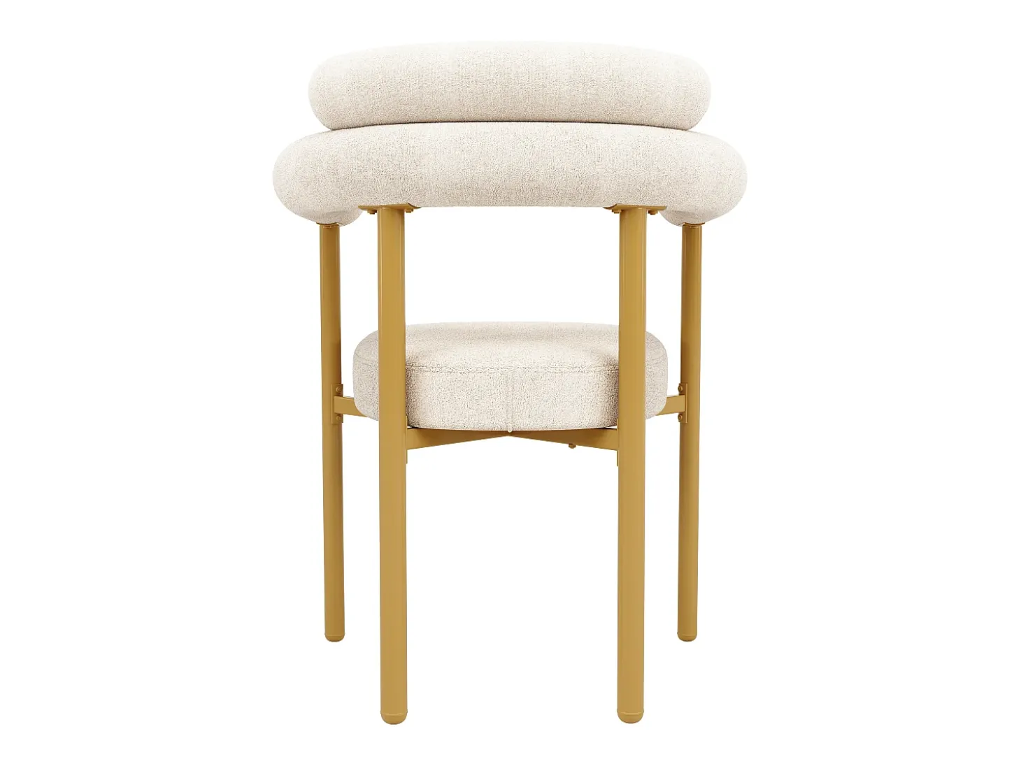 Juego de 2 sillas de comedor beige - Silla de comedor con respaldo y reposabrazos - ante - patas de metal dorado